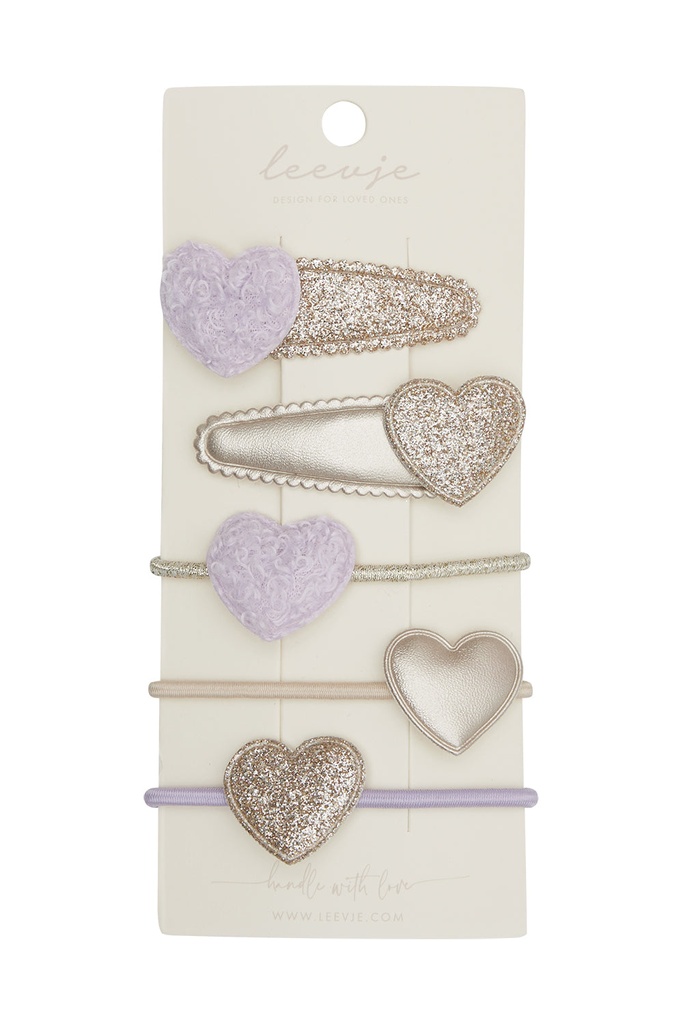 Haarspangen 'lavender teddy and heart mix'